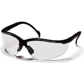 Venture II Safety Glasses Clear Anti-Fog Lens , Black Frame