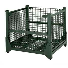Hold 'N Fold Collapsible Container, Wire Mesh, 48"L x 45"W x 42"H, 4000 lb. Cap, Green