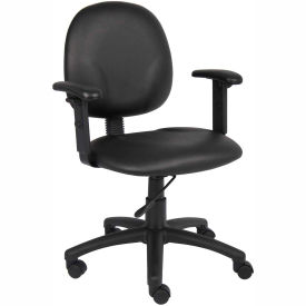 Task Chair with Arms - Vinyl- Mid Back - Black