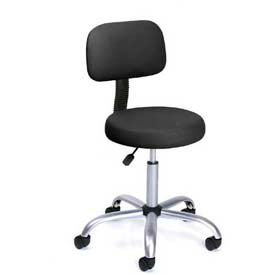 Medical Stool with Backrest - Vinyl - Black