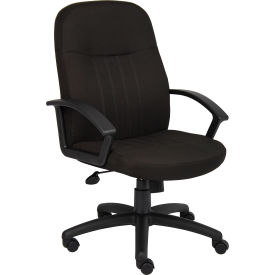 Managers Office Chair with Arms - Fabric - Mid Back - Black