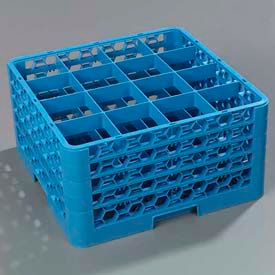 Opticlean™ 16 Compartment Glass Rack with 4 Extenders, Blue
