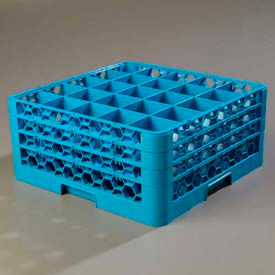 Opticlean 25-Compartment Glass Rack with 3 Extenders, Blue