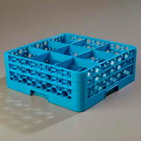 Opticlean 9-Compartment Glass Rack with 2 Extenders, Carlisle Blue