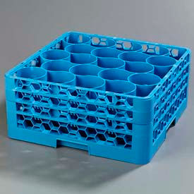 Opticlean Newave 20-Compartment Glass Rack W/ 3 Extenders, Carlisle Blue