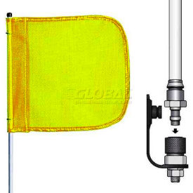 5' Heavy Duty Quick Disconnect Warning Whip w/o Light, 12"x11" Yellow Rectangle Flag
