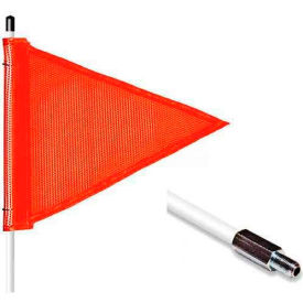 12' Heavy Duty Threaded Hex Base Warning Whip w/o Light, 12"x9" Orange Triangle Flag