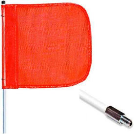 6' Heavy Duty Standard Threaded Hex Base Warning Whip w/o Light, 16"x16" Orange Rectangle Flag