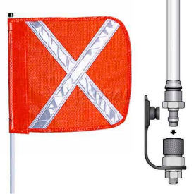 12' Heavy Duty Quick Disconnect Warning Whip w/o Light, 16"x16" Orange w/ X Rectangle Flag
