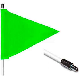 5' Heavy Duty Standard Threaded Hex Base Warning Whip w/o Light, 12"x9" Green Triangle Flag