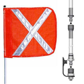 10' Heavy Duty Split Pole Warning Whip w/o Light, 12"x11" Orange w/ X Rectangle Flag