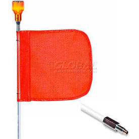 6' Heavy Duty Standard Threaded Hex Base Warning Whip w/ Lighting Capability, 12"x11" Orange Flag