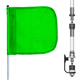 8' Heavy Duty Split Pole Warning Whip w/o Light, 12"x11" Green Rectangle Flag
