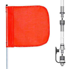 8' Heavy Duty Split Pole Warning Whip w/o Light, 12"x11" Orange Rectangle Flag