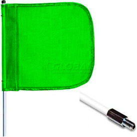 3' Heavy Duty Standard Threaded Hex Base Warning Whip w/o Light, 16"x16" Green Rectangle Flag