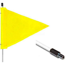 8' Heavy Duty Standard Threaded Hex Base Warning Whip w/o Light, 12'x9" Yellow Triangle Flag