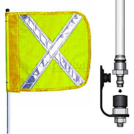 6' Heavy Duty Quick Disconnect Warning Whip w/o Light, 16"x16" Yellow with X Rectangle Flag