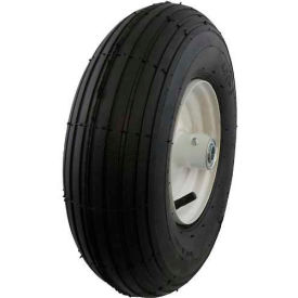 4.00-6 Ribbed Tread Pneumatic Wheel - 3" Centered Hub - 5/8" Bearings