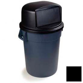 Round Waste Container Dome Lid With Hinged Door For 32 Gallon, Black - 34103403