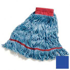 Large Red Wide Band Looped-End Mop, Blended 4-Ply Yarn, Blue