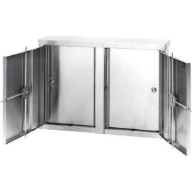Stainless Twin Narcotic Cabinet, Double Door, 4 Adjustable Shelves, 22"W x 4"D x 15"H