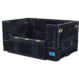 Bulk Shipping Container, 70"L x 48"W x 34"H, 1500 lb. Cap, Black, Polyethylene