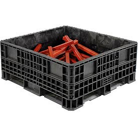 BulkPak Heavy-Duty Container, 48"L x 45"W x 19-5/16"H, 2000 lb. Capacity, Black, Polyethylene