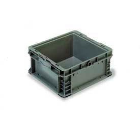 Stakpak Modular Straight Wall Container, 12"L x 15"W x 7-1/2"H, Gray, Polyethylene