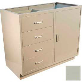 Lab Base Cabinet 35"W x 22-1/2"D x 35-3/4"H, 4 Drawers, 1 Side Cupboard Door, W/1 Shelf, Champagne