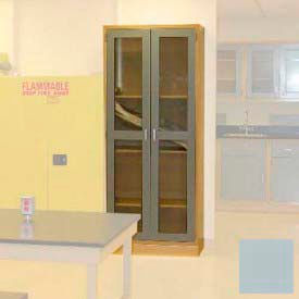 Lab Wall Freestanding Cabinet 35"W x 18"D x 84-1/4"H, 2 Glass Doors, 5 Adj Shelves, Gray