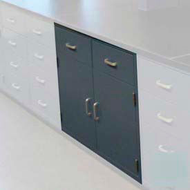 Lab Base Cabinet 35"W x 22-1/2"D x 35-3/4"H, 2 Drawers, 2 Cupboard Doors, W/1 Shelf, Gray