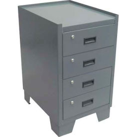 Heavy Duty Narrow Storage Cabinet with 4 Drawers, 14 Gauge, 18"W x 24"D x 33"H, Gray