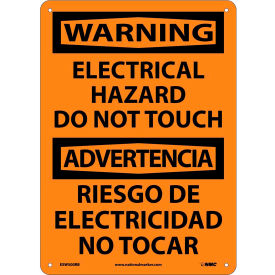 Bilingual Plastic Sign - Warning Electrical Hazard Do Not Touch