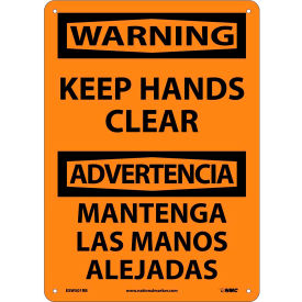 Bilingual Plastic Sign - Warning Keep Hands Clear