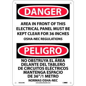 Bilingual Plastic Sign, Area In Front Of This Electrical Panel Clear, 10"W x 14"H