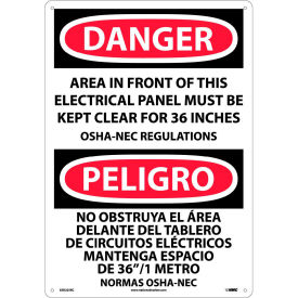 Bilingual Plastic Sign, Area In Front Of This Electrical Panel Clear, 14"W x 20"H