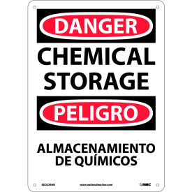 Bilingual Aluminum Sign - Danger Chemical Storage