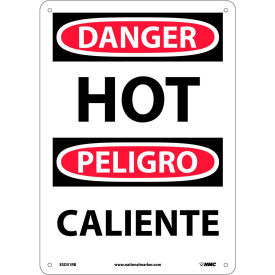 Bilingual Plastic Sign, Danger Hot, 10"W x 14"H