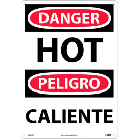 Bilingual Plastic Sign, Danger Hot, 14"W x 20"H