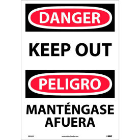 Bilingual Vinyl Sign, Danger Keep Out, 14"W x 20"H
