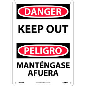 Bilingual Plastic Sign, Danger Keep Out, 10"W x 14"H