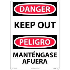 Bilingual Plastic Sign, Danger Keep Out, 14"W x 20"H