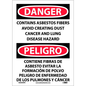 Bilingual Vinyl Sign - Danger Contains Asbestos Fibers Avoid Creating Dust