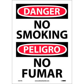 Bilingual Vinyl Sign, Round Corner, Danger No Smoking, 10"W x 14"H