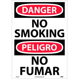 Bilingual Vinyl Sign, Round Corner, Danger No Smoking, 14"W x 20"H