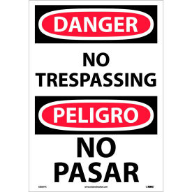Bilingual Vinyl Sign, Danger No Trespassing, 14"W x 20"H