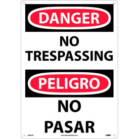 Bilingual Plastic Sign, Danger No Trespassing, 14"W x 20"H