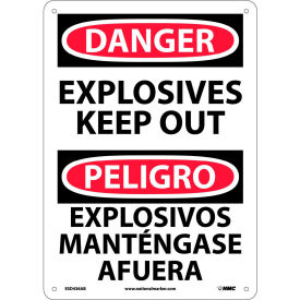 Bilingual Aluminum Sign - Danger Explosives Keep Out