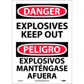 Bilingual Vinyl Sign - Danger Explosives Keep Out