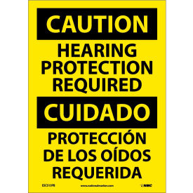 Bilingual Vinyl Sign - Caution Hearing Protection Required